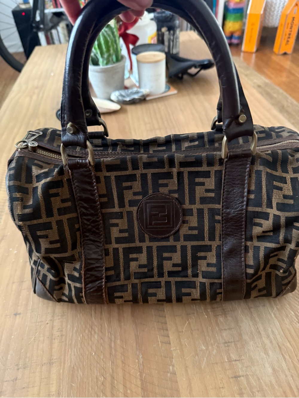 Fendi Brown and Tan Zucca Monogram Satchel
